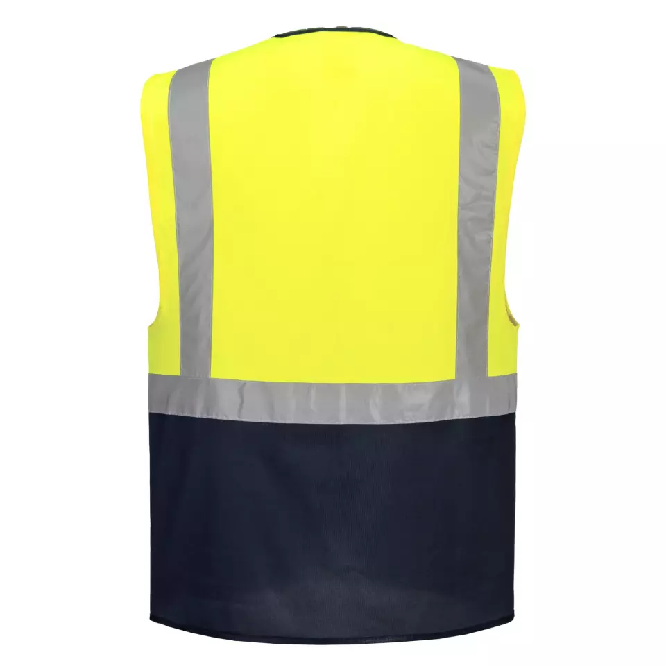 Portwest C476YBR, Warsaw Hi-Vis Contrast Executive Vest, Yellow/Black, image 2, gallery thumbnail