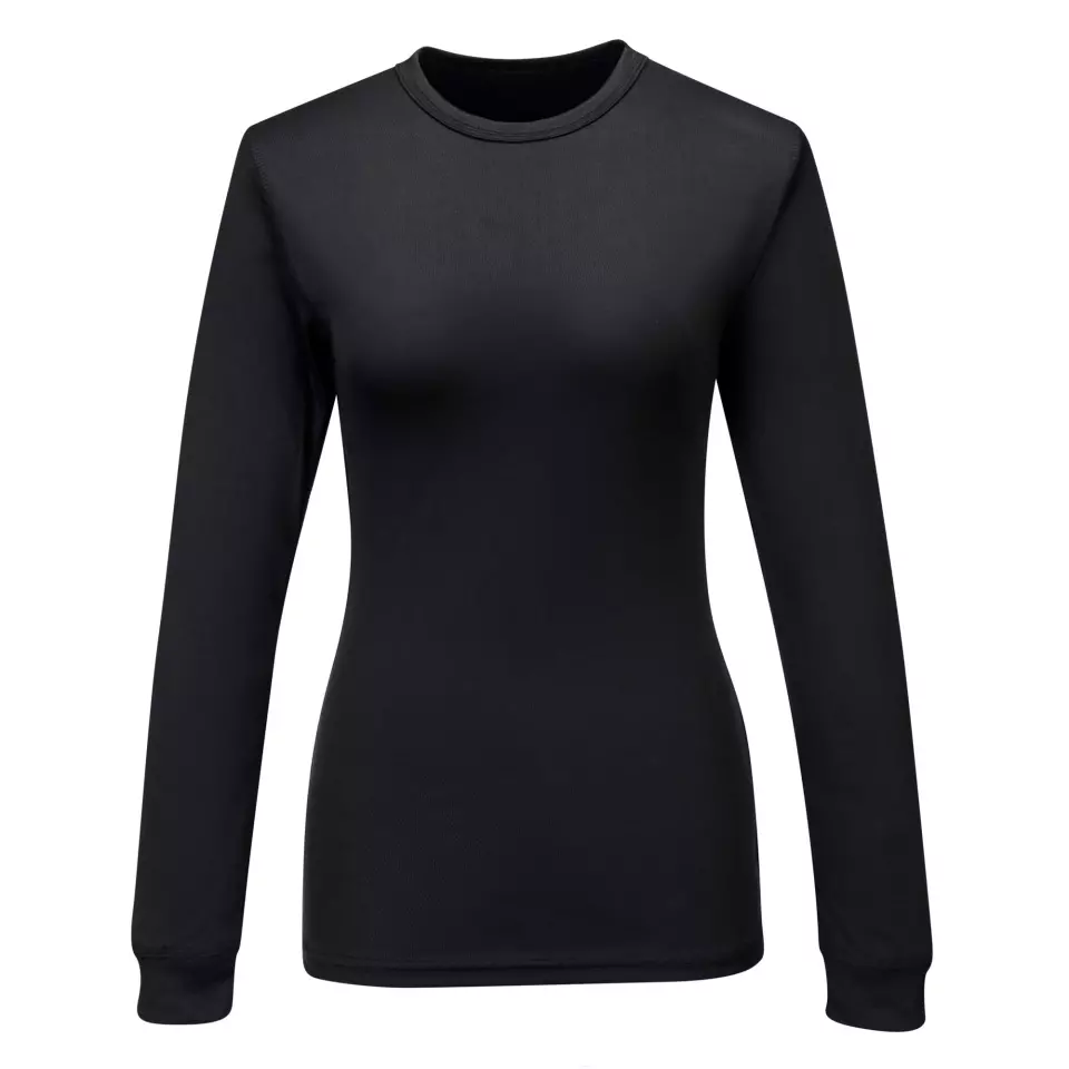 Portwest B136BKR, Women's Baselayer Top L/S, Black, image 1, gallery thumbnail