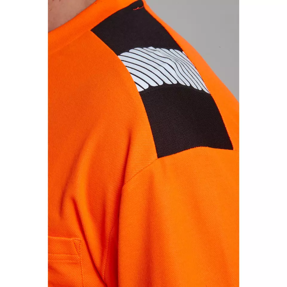 Portwest T185OBR, PW3 Hi-Vis Cotton Comfort T-Shirt L/S, Orange/Black, image 5, gallery thumbnail