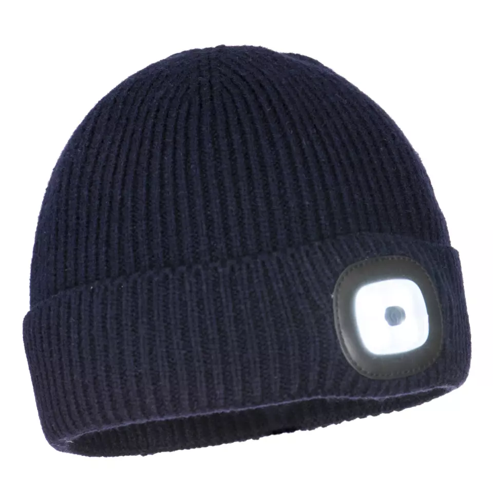 Portwest B033NAR, Workman's LED Beanie, Navy, image 1, gallery thumbnail