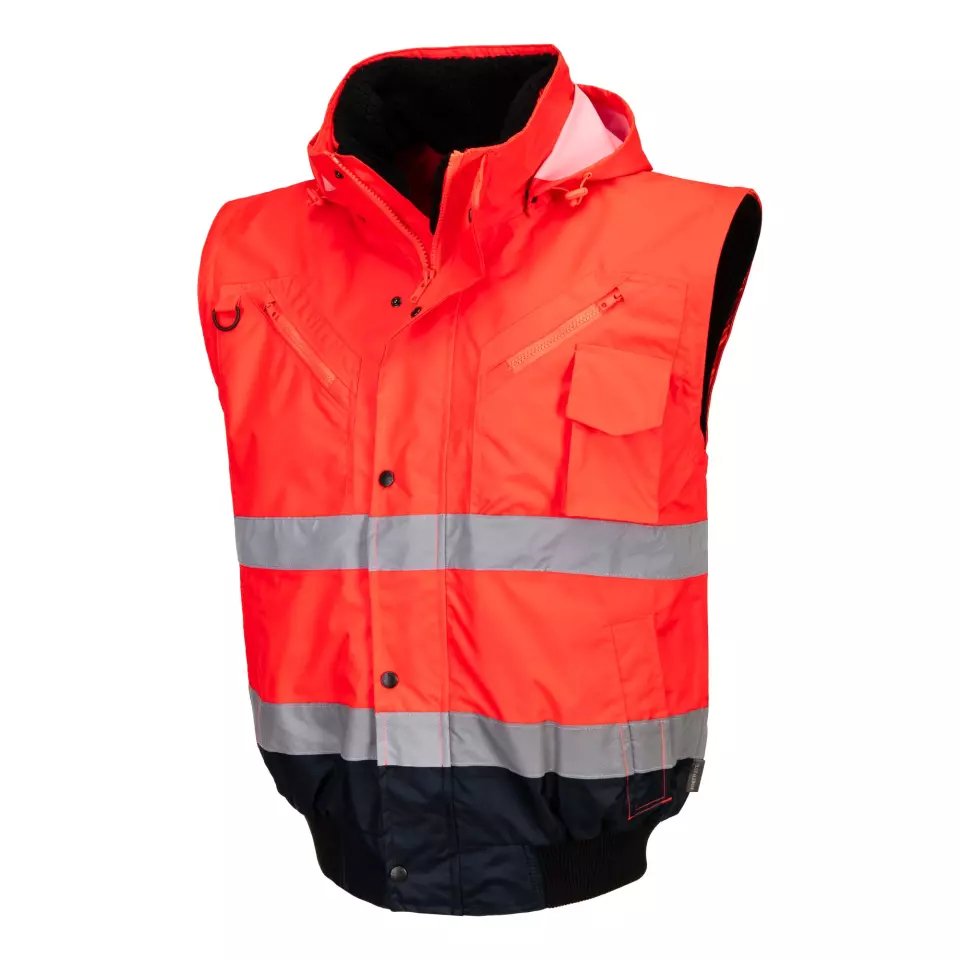 Portwest C465RNR, Warnschutz 3-in-1-Kontrast-Bomberjacke, Rot/Marine, image 5, gallery thumbnail