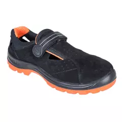 Portwest FW42BKR, Steel Cow Suede Leather Sandal S1 SR FO, Black