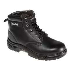 Portwest FW03BKR, Steel Action Leather Ankle Boot S3 SR, Black
