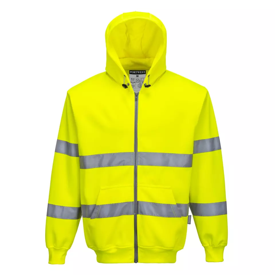 Portwest B305YER, Hi-Vis Zipped Hoodie, Yellow, image 1, gallery thumbnail