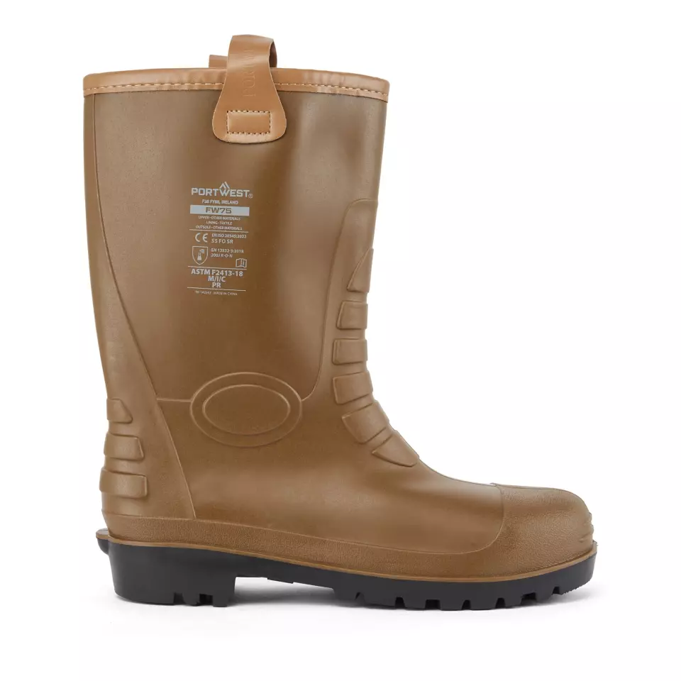 Portwest FW75TAR, Steel PVC Rigger Boot S5 FO, Tan, image 1, gallery thumbnail