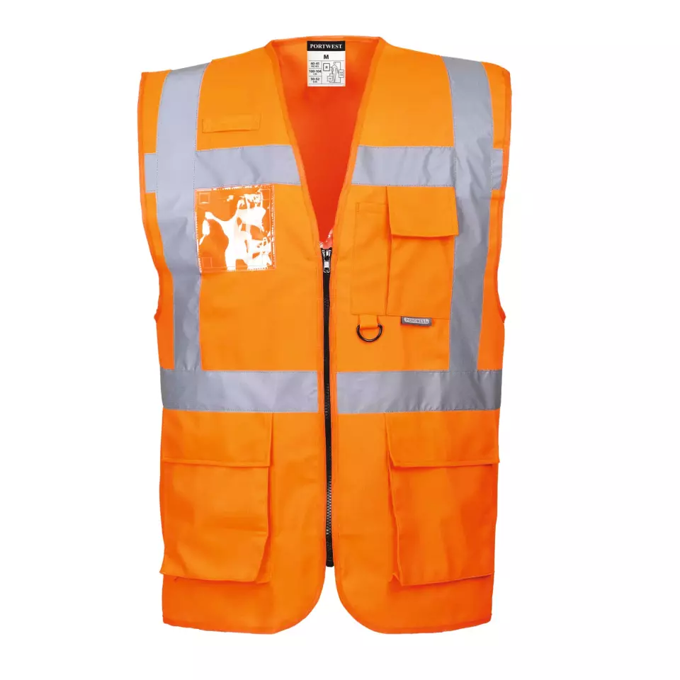 Portwest S476ORR, Berlin Hi-Vis Executive Vest, Orange, image 2, gallery thumbnail