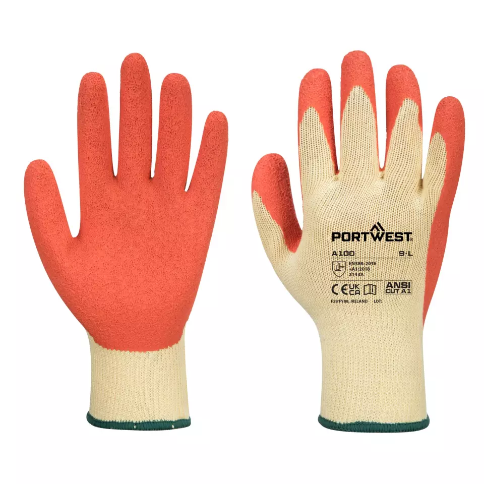 Portwest A100ORR, Grip Glove - Latex, Orange, image 3, gallery thumbnail