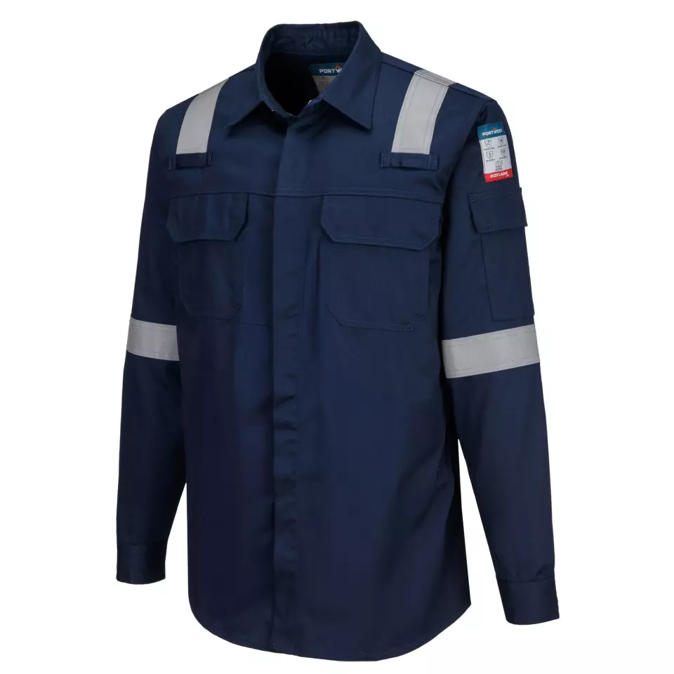 Portwest FR720NAR, Bizflame Work Lightweight Anti-Static FR Shirt, Navy, image 3, gallery thumbnail