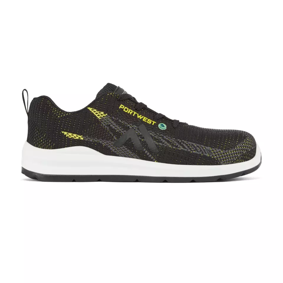 Portwest FC06BKY, Eco Fly Composite Trainer S1PS SR FO, Black/Yellow, image 1, gallery thumbnail
