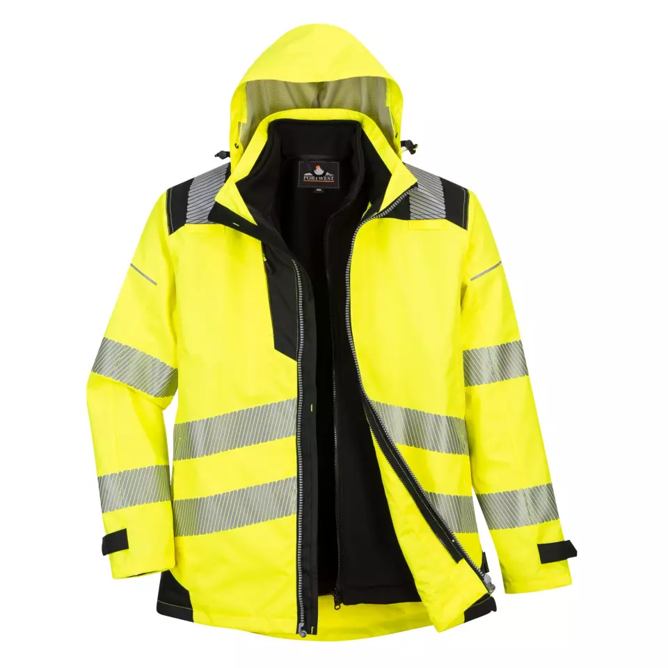 Portwest PW365YBR, PW3 Hi-Vis 3-in-1 Jacket, Yellow/Black, image 1, gallery thumbnail