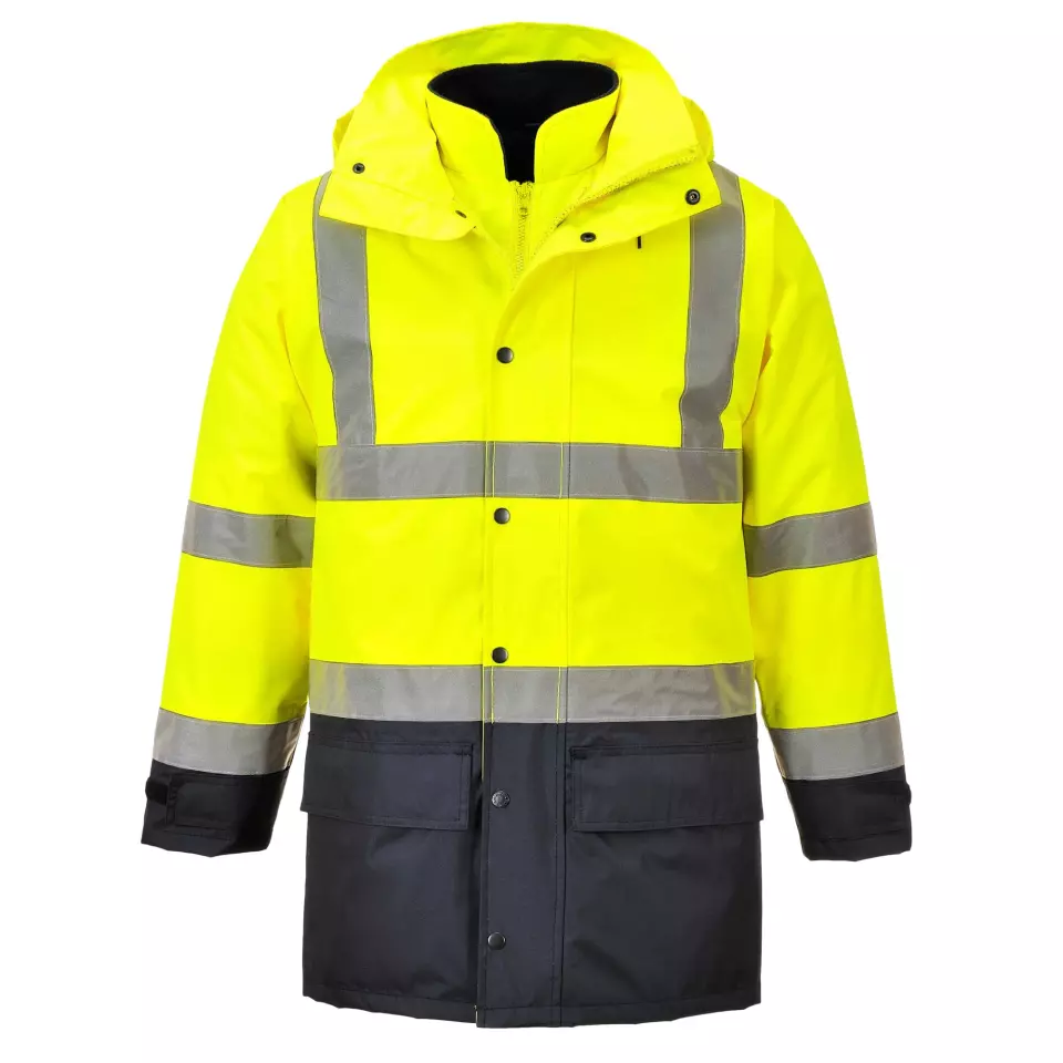Portwest S768YNR, Hi-Vis 5-in-1 Contrast Executive Jacket, Yellow/Navy, image 9, gallery thumbnail