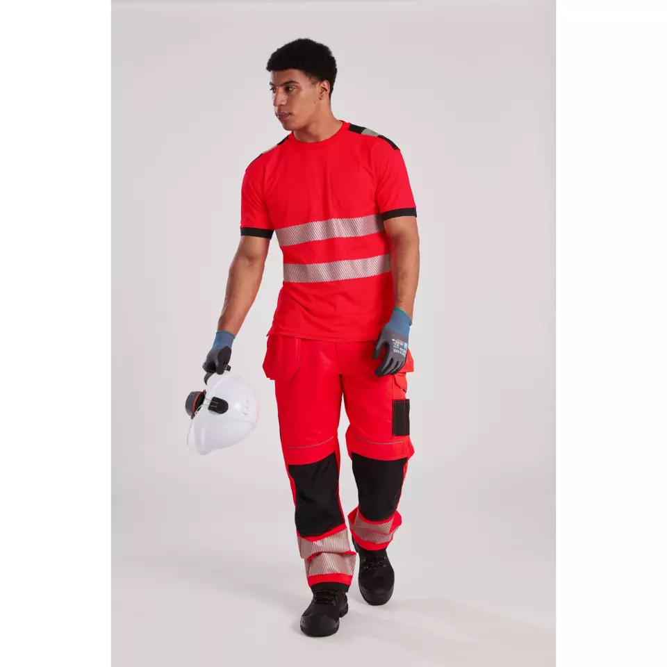 Portwest T501RBK, PW3 Hi-Vis Holster Pocket Work Trousers, Red/Black, image 6, gallery thumbnail