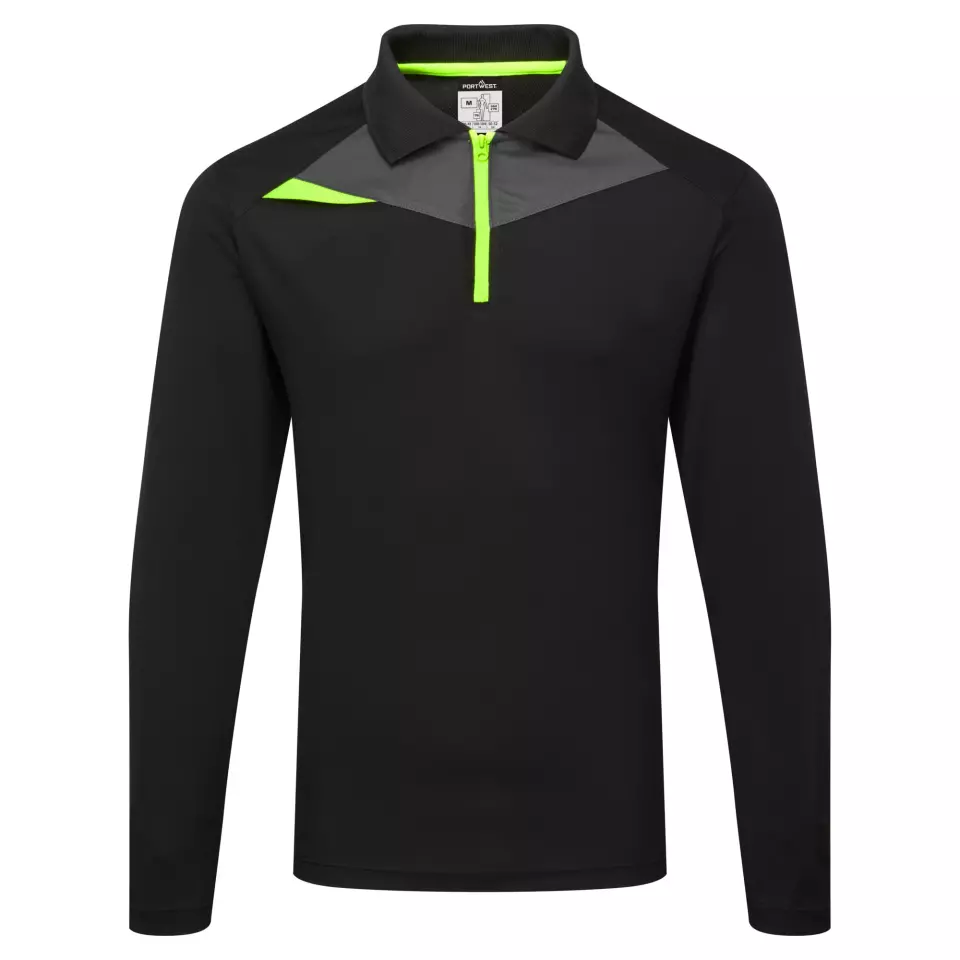 Portwest DX414BKR, DX4 Langarm-Poloshirt, Schwarz, image 1, gallery thumbnail