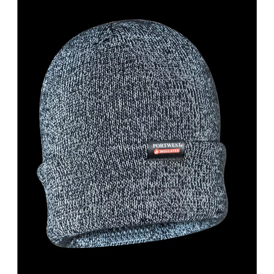 Portwest B026, Insulated Knit Reflective Yarn Beanie, image 4, gallery thumbnail