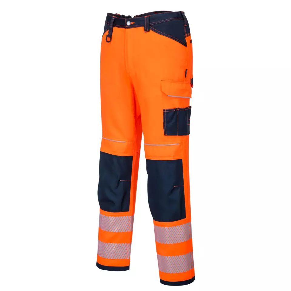 Portwest PW340ONR, PW3 Hi-Vis Work Trousers, Orange/Navy, image 1, gallery thumbnail