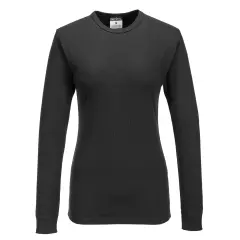 Portwest B126BKR, Women's Thermal T-Shirt Long Sleeve, Black