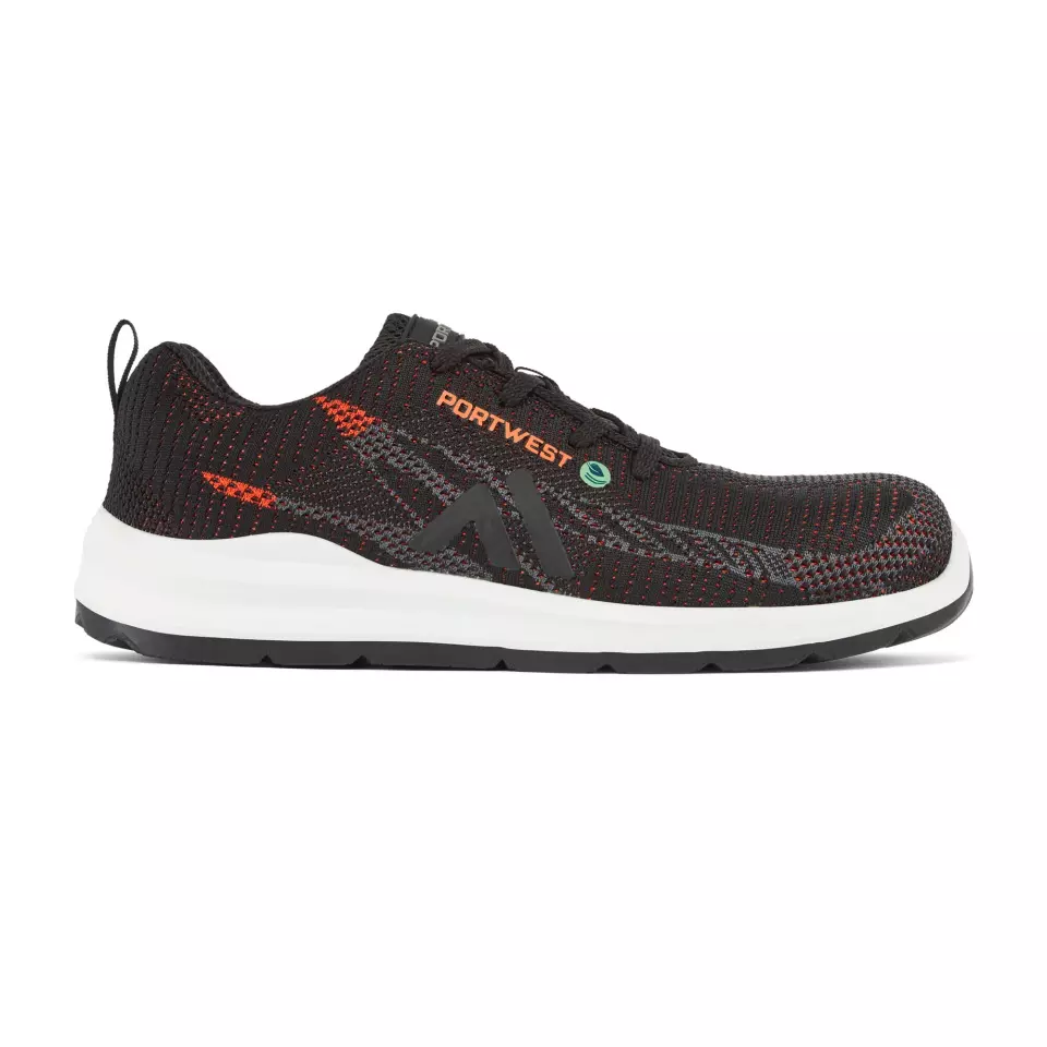 Portwest FC06BKD, Eco Fly Composite Trainer S1PS SR FO, Black/Red, image 1, gallery thumbnail