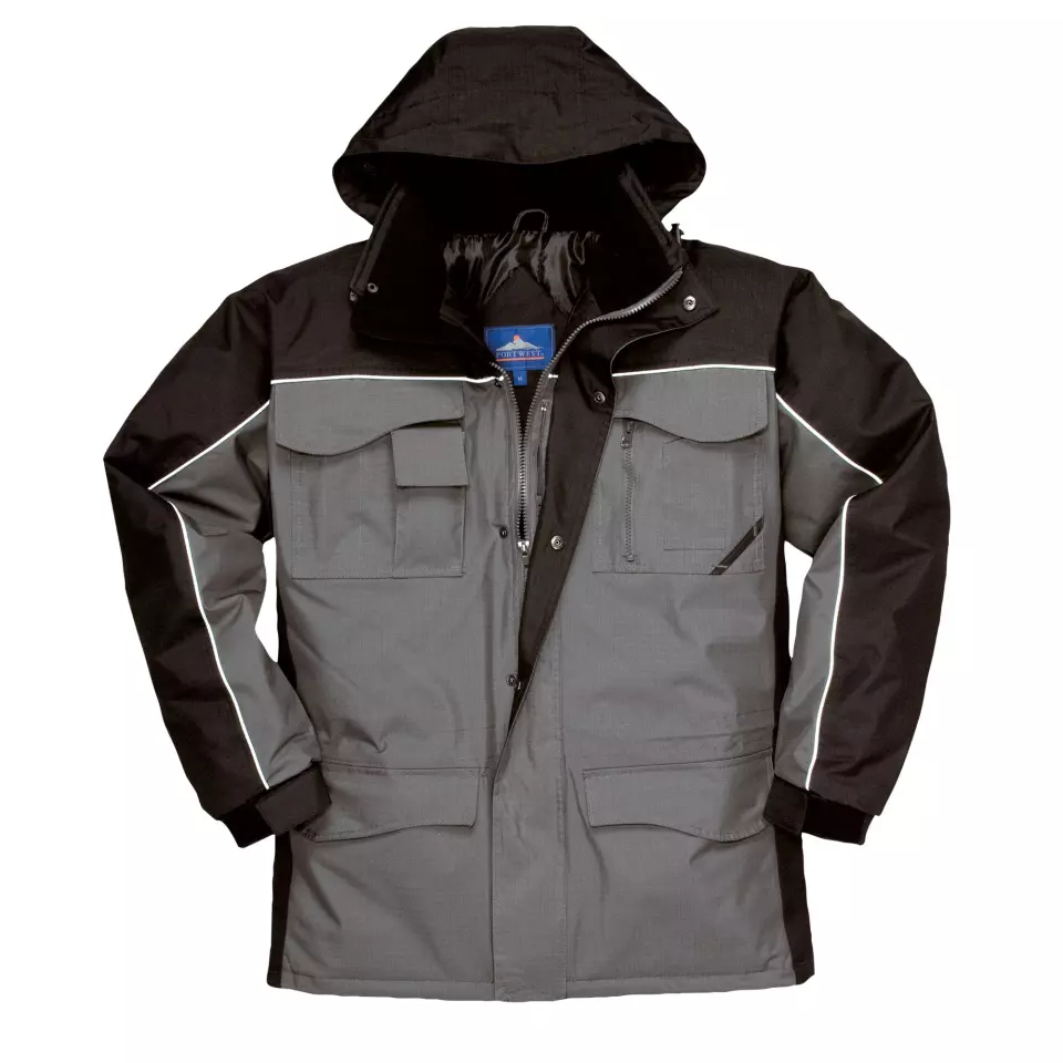 Portwest S562BYR, Ripstop Winter Jacket, Black/Grey, image 3, gallery thumbnail