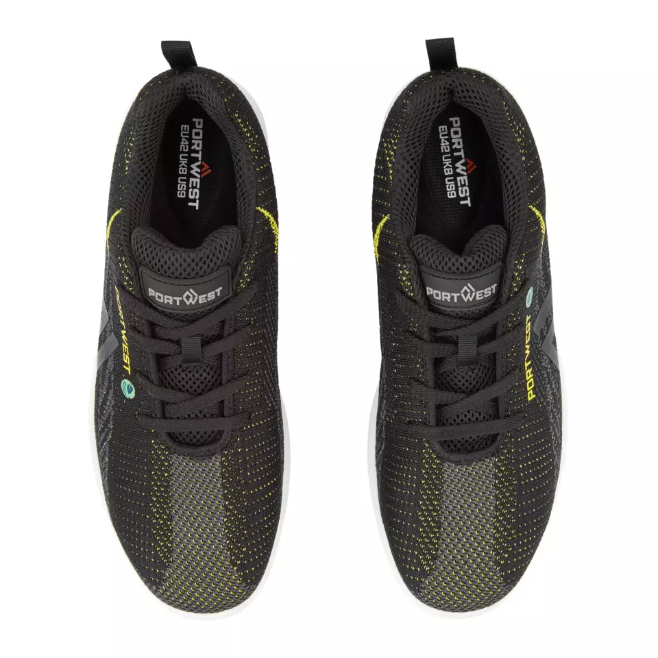 Portwest FC06BKY, Eco Fly Composite Trainer S1PS SR FO, Black/Yellow, image 3, gallery thumbnail