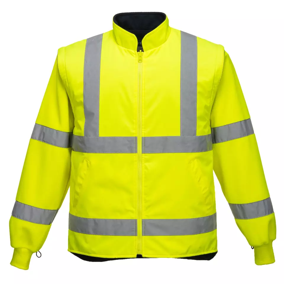 Portwest S768YNR, Hi-Vis 5-in-1 Contrast Executive Jacket, Yellow/Navy, image 6, gallery thumbnail