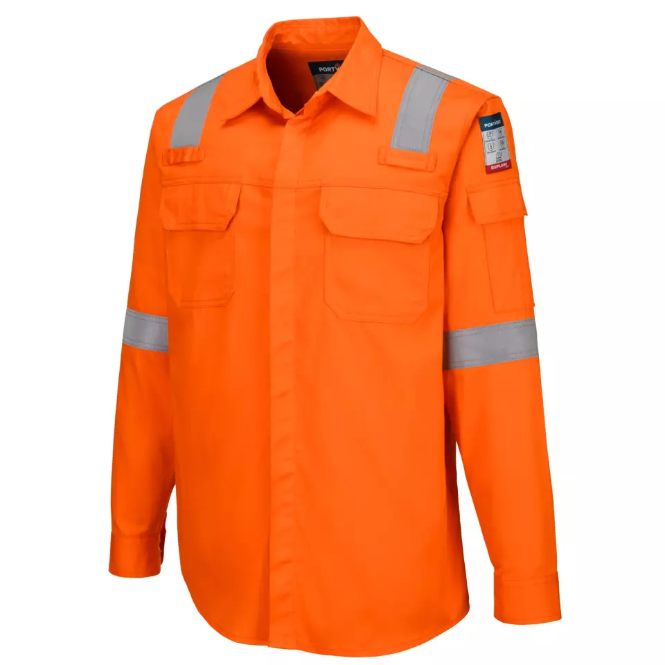 Portwest FR720ORR, Bizflame Work Lightweight Anti-Static FR Shirt, Orange, image 4, gallery thumbnail