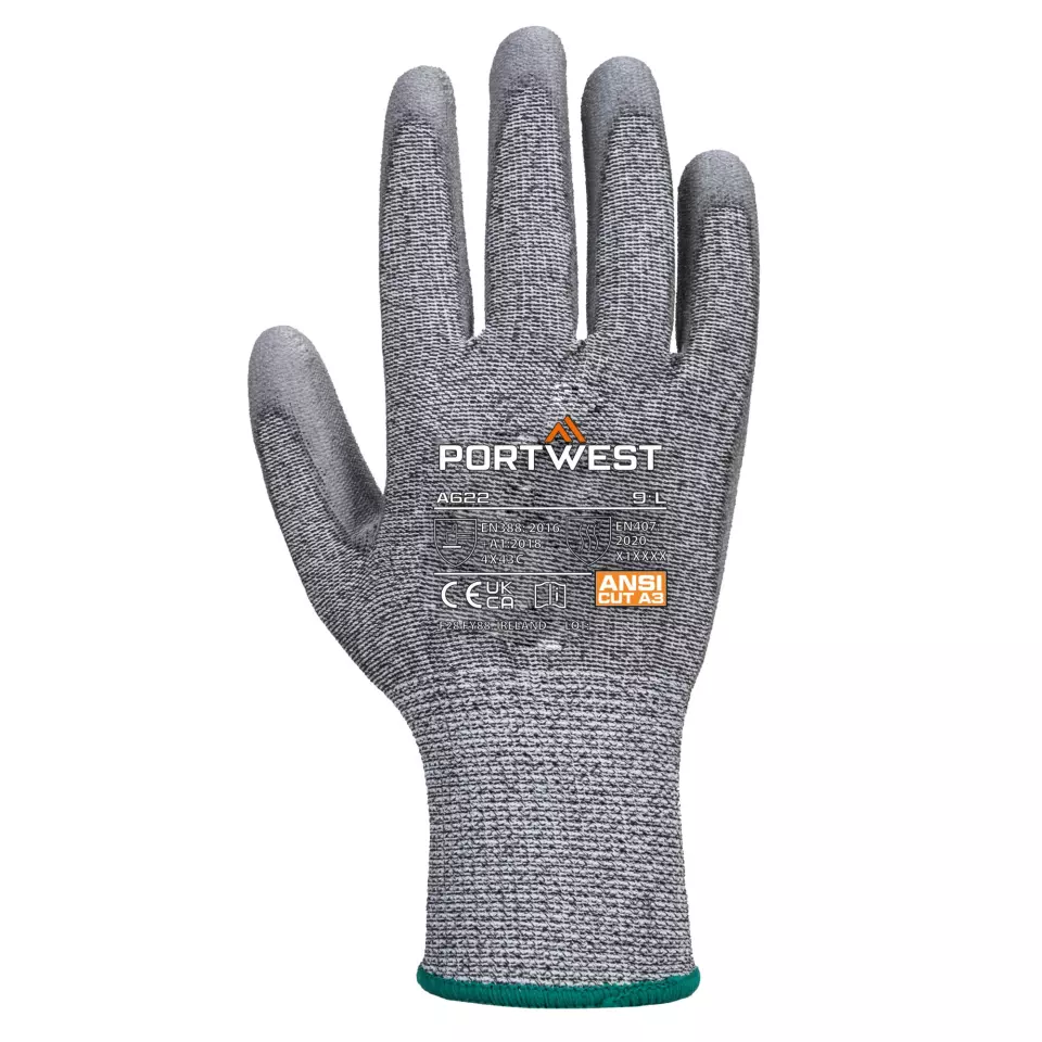 Portwest A622G7R, Cut C13 PU Glove, Grey, image 1, gallery thumbnail