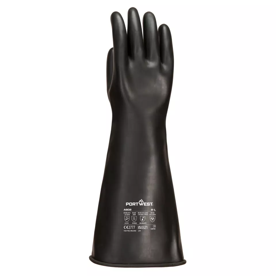 Portwest A802BKR, Schwerer Latex-Gummi-Schutzhandschuh, Schwarz, image 1, gallery thumbnail