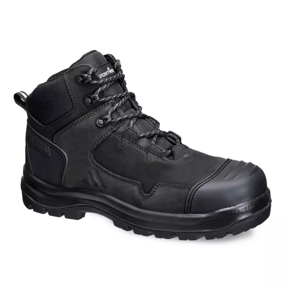 Portwest FD04BKR, Composite Nubuck Leather Mid Boot S3S HRO SR FO SC LG, Black, image 4, gallery thumbnail