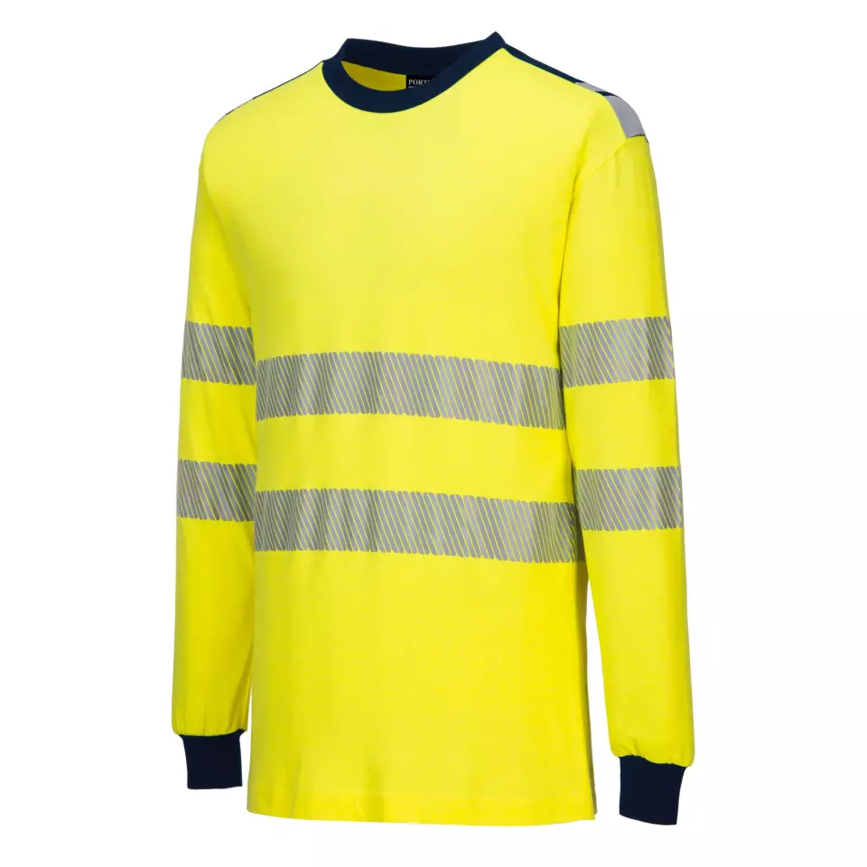 Portwest FR701YNR, PW3 FR Modaflame Hi-Vis T-Shirt, Yellow/Navy, image 4, gallery thumbnail