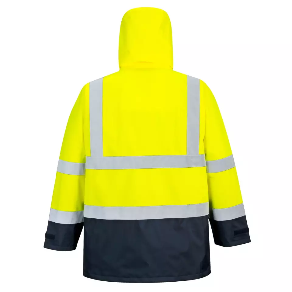 Portwest S768YNR, Hi-Vis 5-in-1 Contrast Executive Jacket, Yellow/Navy, image 3, gallery thumbnail