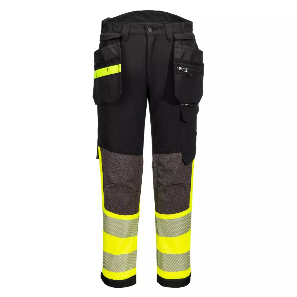 Portwest EV442YBT, EV4 huomio-joustohousut irrotettavilla riipputaskuilla luokka 1, keltainen/musta pitkä, image 1, gallery thumbnail