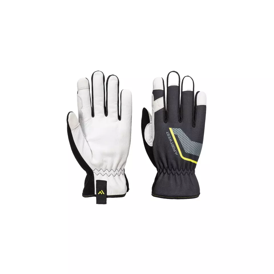 Portwest A775BKR, Stretch Utility Leather Glove, Black, image 3, gallery thumbnail
