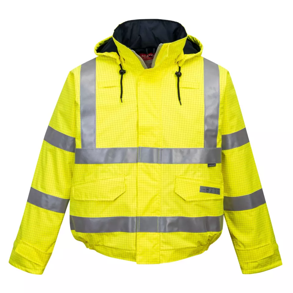 Portwest S773YER, Bizflame Regen-Warnschutz Antistatische Flammhemmende Bomberjacke, Gelb, image 1, gallery thumbnail