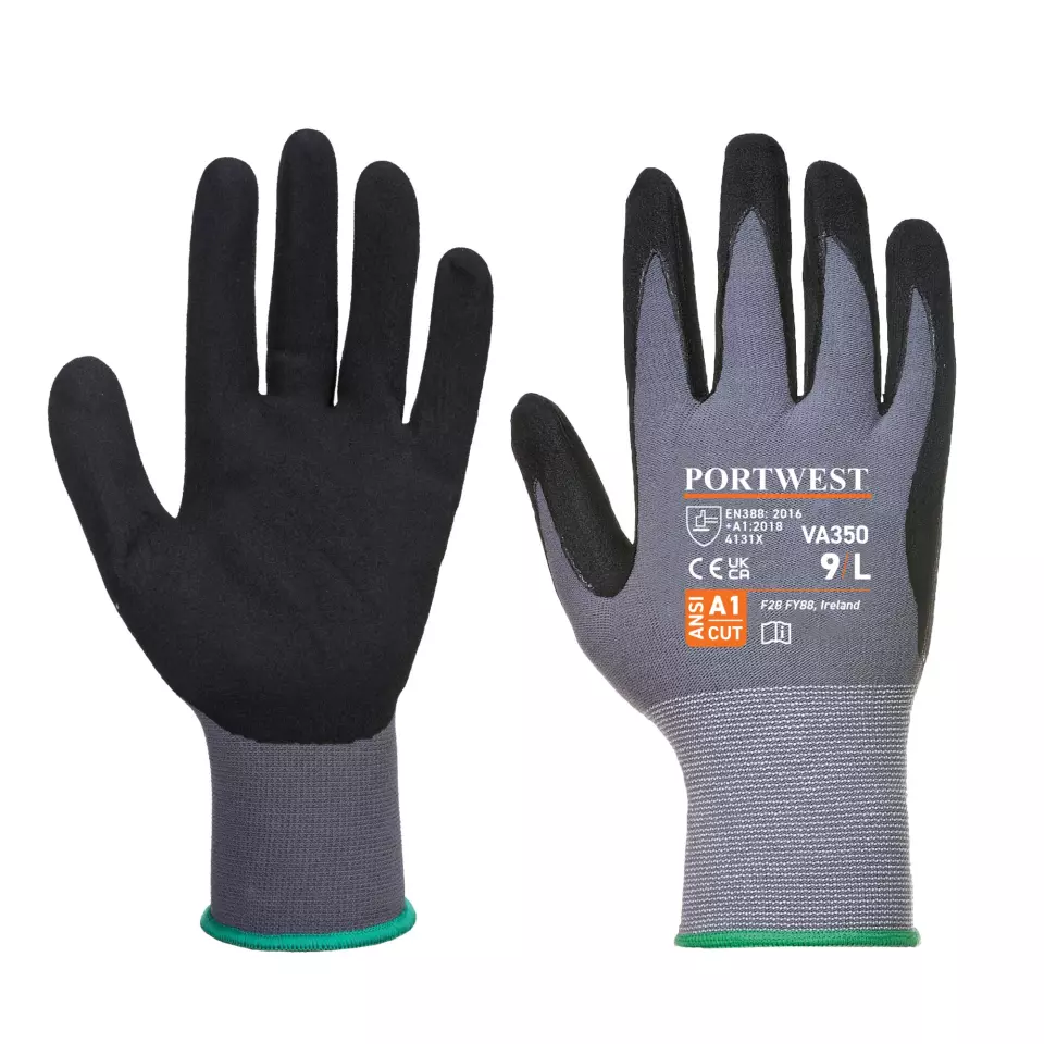 Portwest A350BKR, DermiFlex Glove, Black, image 2, gallery thumbnail