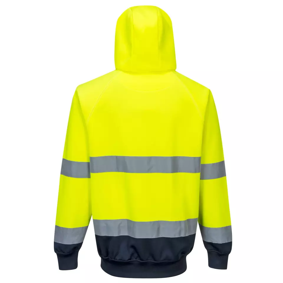 Portwest B316YNR, Hi-Vis Contrast Hoodie, Yellow/Navy, image 2, gallery thumbnail