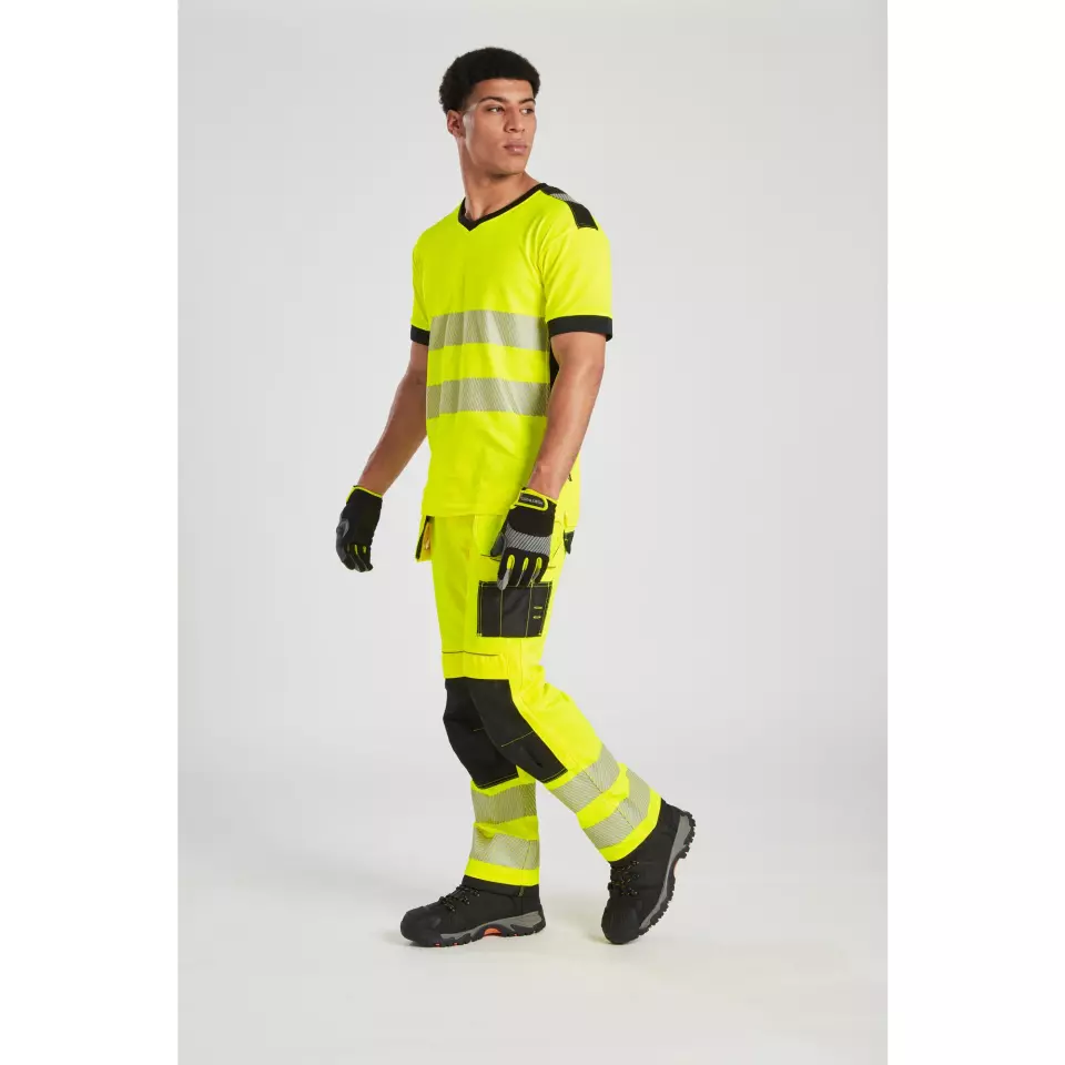 Portwest PW310YBR, PW3 Hi-Vis V-Neck Mesh Insert T-Shirt S/S, Yellow/Black, image 6, gallery thumbnail