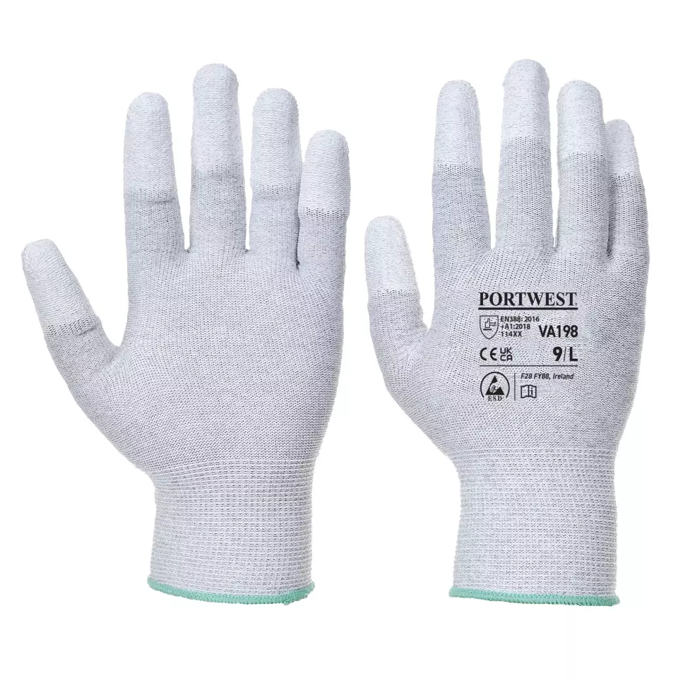 Portwest VA198G7R, Vending Antistatic PU Fingertip Glove, Grey, image 1, gallery thumbnail