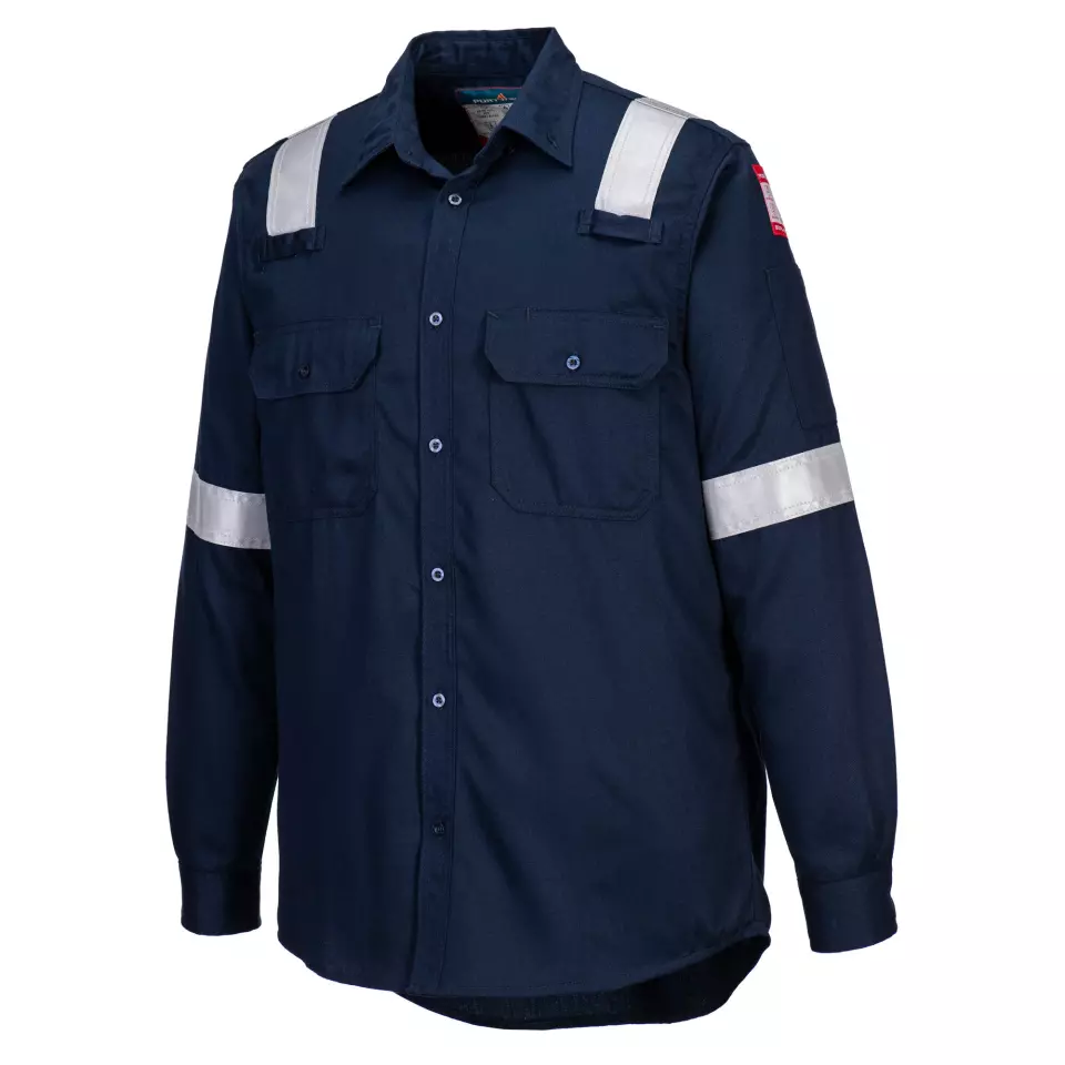 Portwest FR720NAR, Bizflame Work Lightweight Anti-Static FR Shirt, Navy, image 4, gallery thumbnail