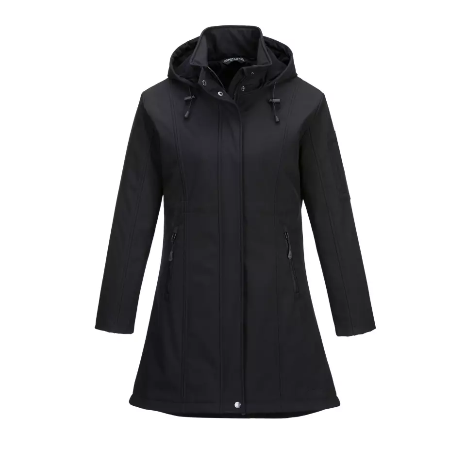 Portwest TK42BKR, Carla Women's Hooded Softshell Jacket (3L), Black, image 1, gallery thumbnail