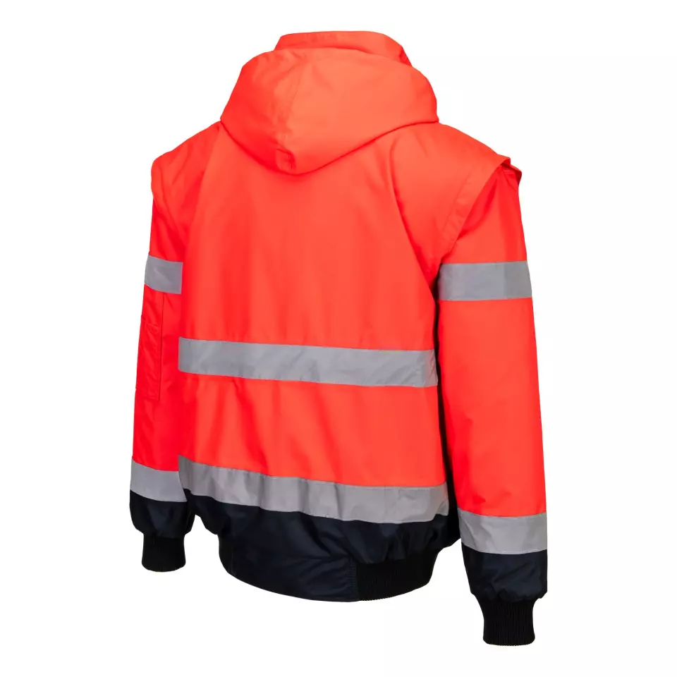 Portwest C465RNR, Warnschutz 3-in-1-Kontrast-Bomberjacke, Rot/Marine, image 4, gallery thumbnail