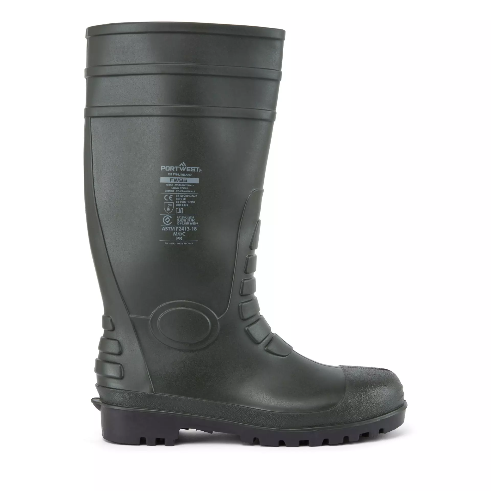 Portwest FW95GNR, Wellington Steel PVC S5 FO, Green, image 1