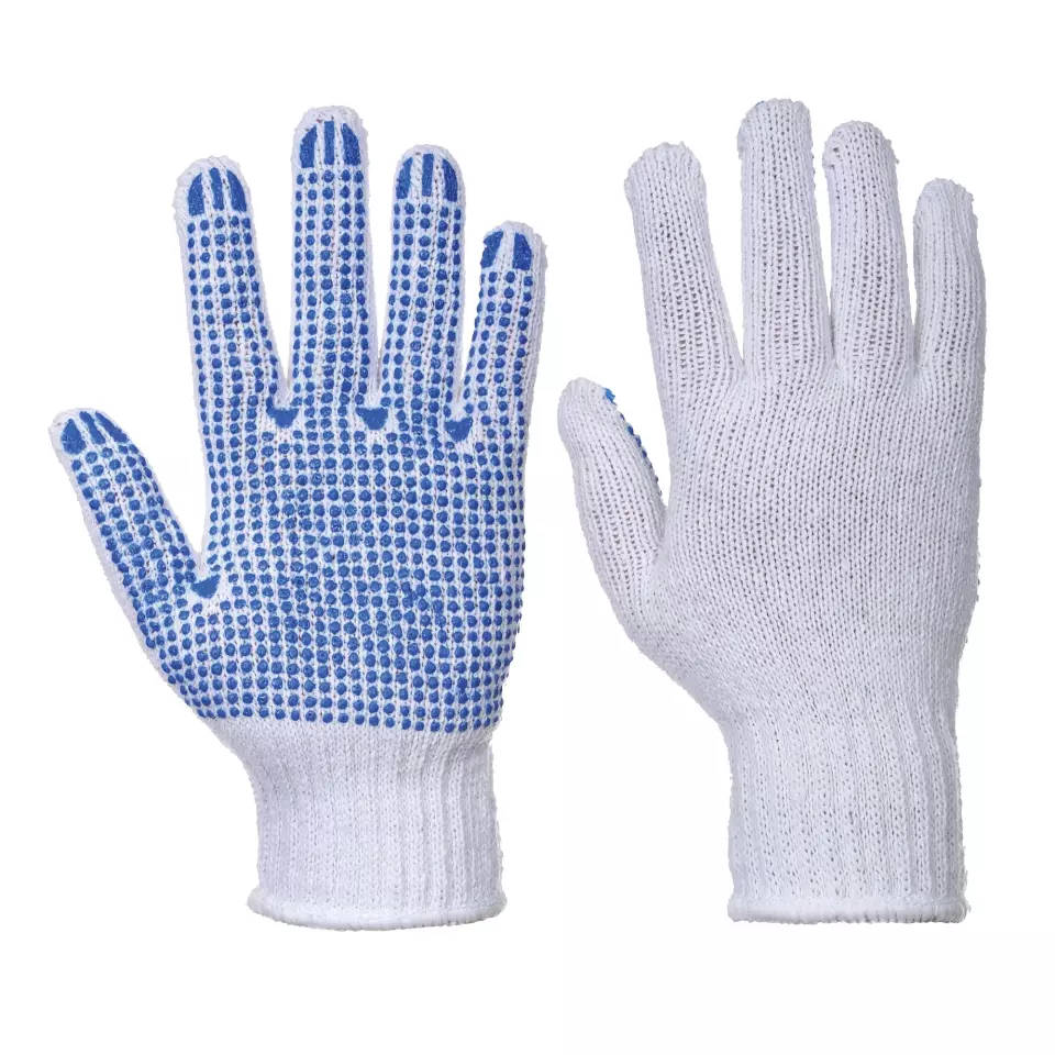 Portwest A111WBR, Klassischer Noppen-Handschuh, Weiß/Blau, image 3, gallery thumbnail