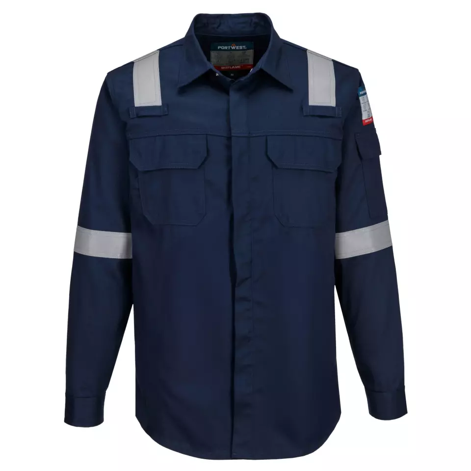 Portwest FR720NAR, Bizflame Work Lightweight Anti-Static FR Shirt, Navy, image 1, gallery thumbnail