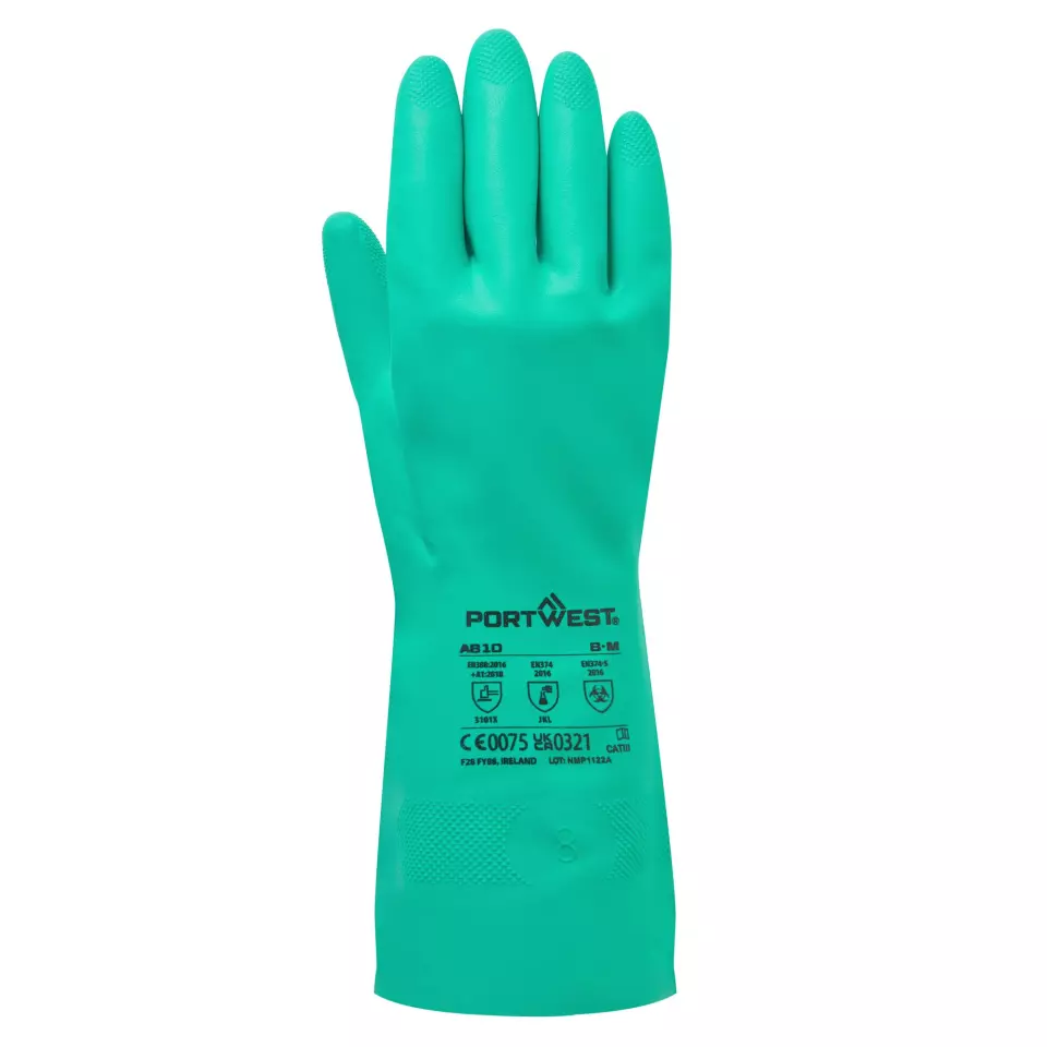Portwest A810GNR, Nitrosafe Chemical Gauntlet, Green, image 1, gallery thumbnail