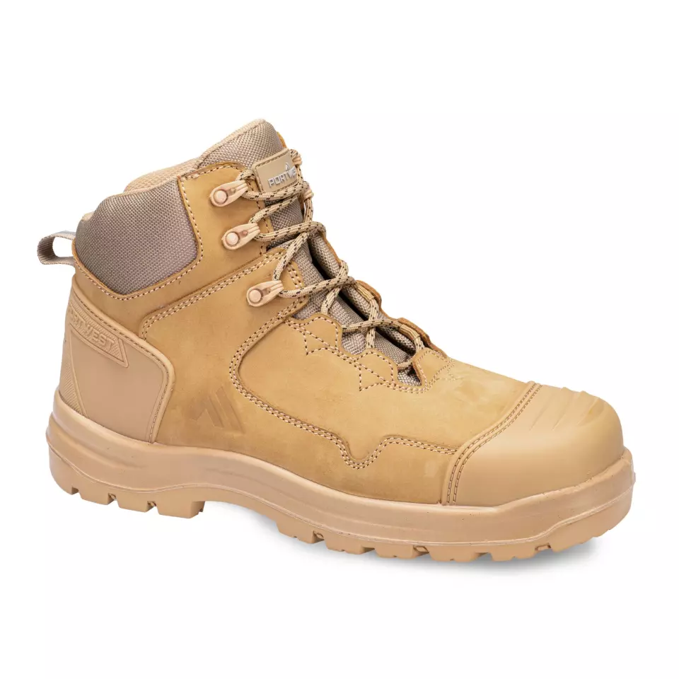 Portwest FD04WHE, Composite Nubuck Leather Mid Boot S3S HRO SR FO SC LG, Wheat, image 6, gallery thumbnail