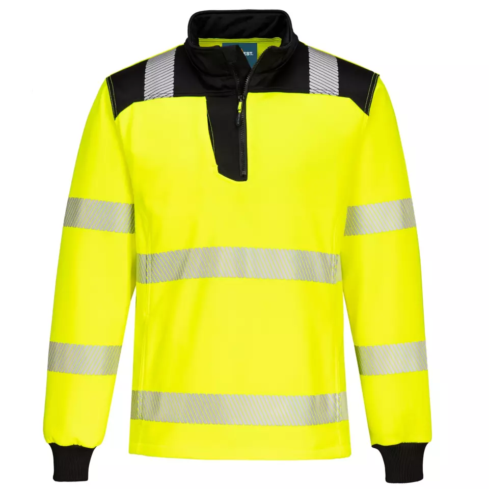 Portwest PW326YBR, PW3 Hi-Vis 1/4 Zip Sweatshirt, Yellow/Black, image 1, gallery thumbnail