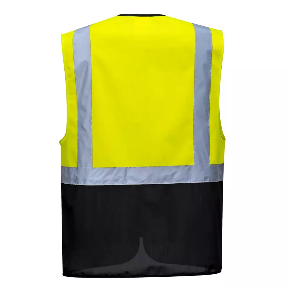 Portwest C476YBR, Warsaw Hi-Vis Contrast Executive Vest, Yellow/Black, image 3, gallery thumbnail