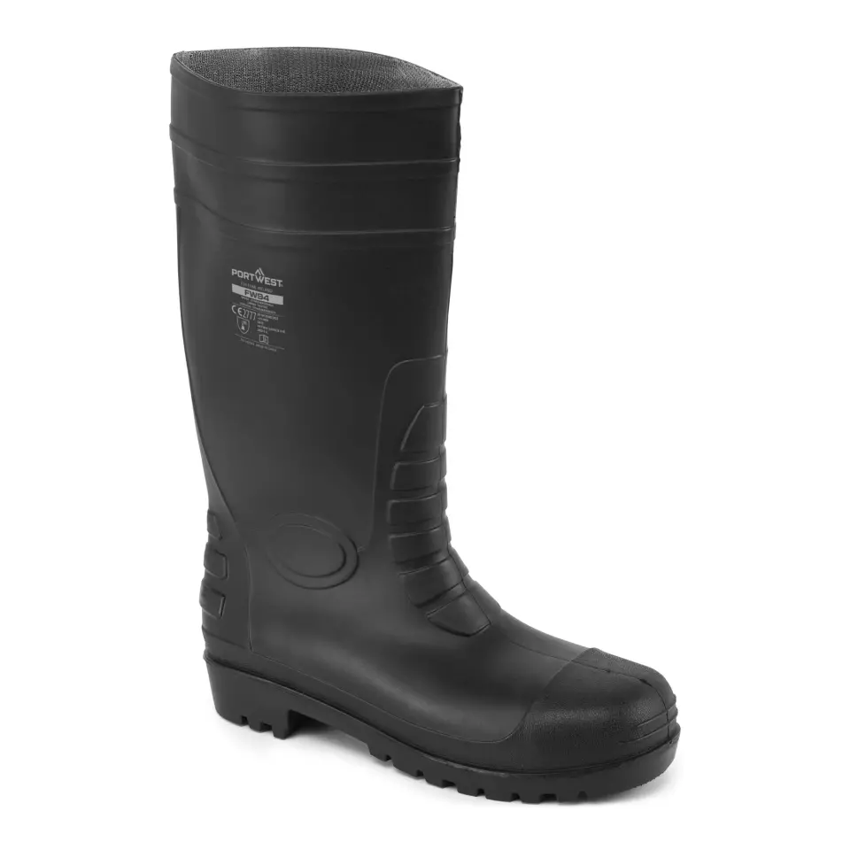 Portwest FW94BKR, Steel PVC Classic Wellington S4 FO, Black, image 2, gallery thumbnail