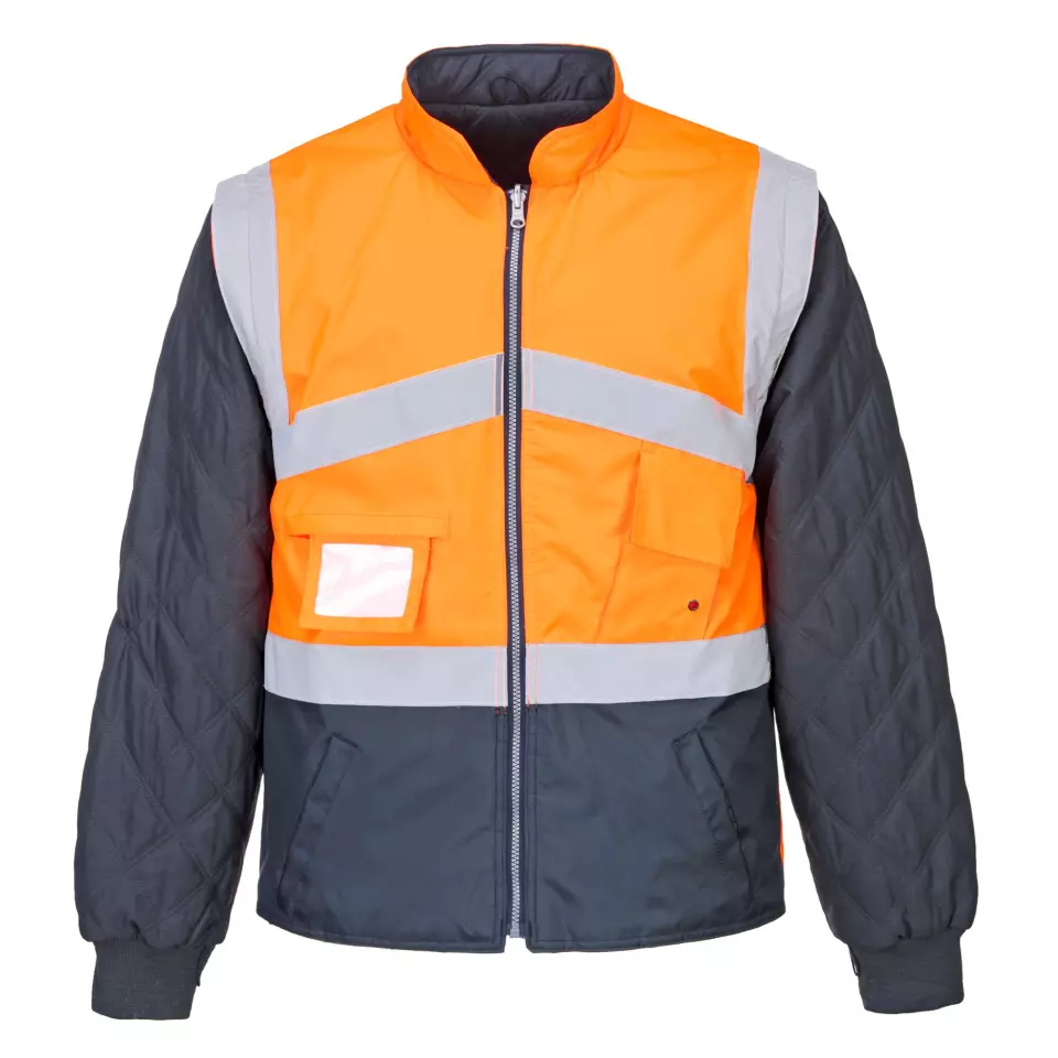 Portwest S769ONR, Varsel andningsbar 2-i-1 kontrast vändbar jacka, orange/marin, image 1, gallery thumbnail