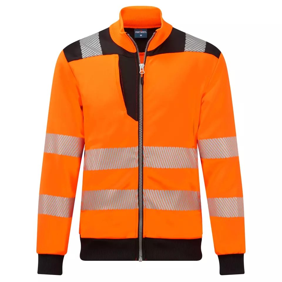 Portwest PW370OBR, PW3 huomio vetoketjullinen collegepaita, oranssi/musta, image 1, gallery thumbnail